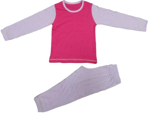 P699 DARK PINK & LILAC PLAIN PYJAMAS       2-3 YEARS