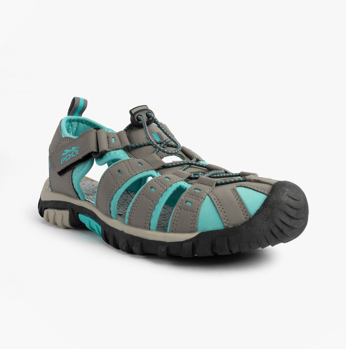 PDQ SASHA Womens Toggle & Velcro Summer Trail Sandals Grey/Mint