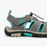 PDQ SASHA Womens Toggle & Velcro Summer Trail Sandals Grey/Mint