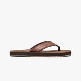 PDQ MARCO Mens Faux Leather Toe Post Flip Flop Brown