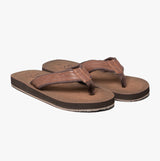 PDQ MARCO Mens Faux Leather Toe Post Flip Flop Brown