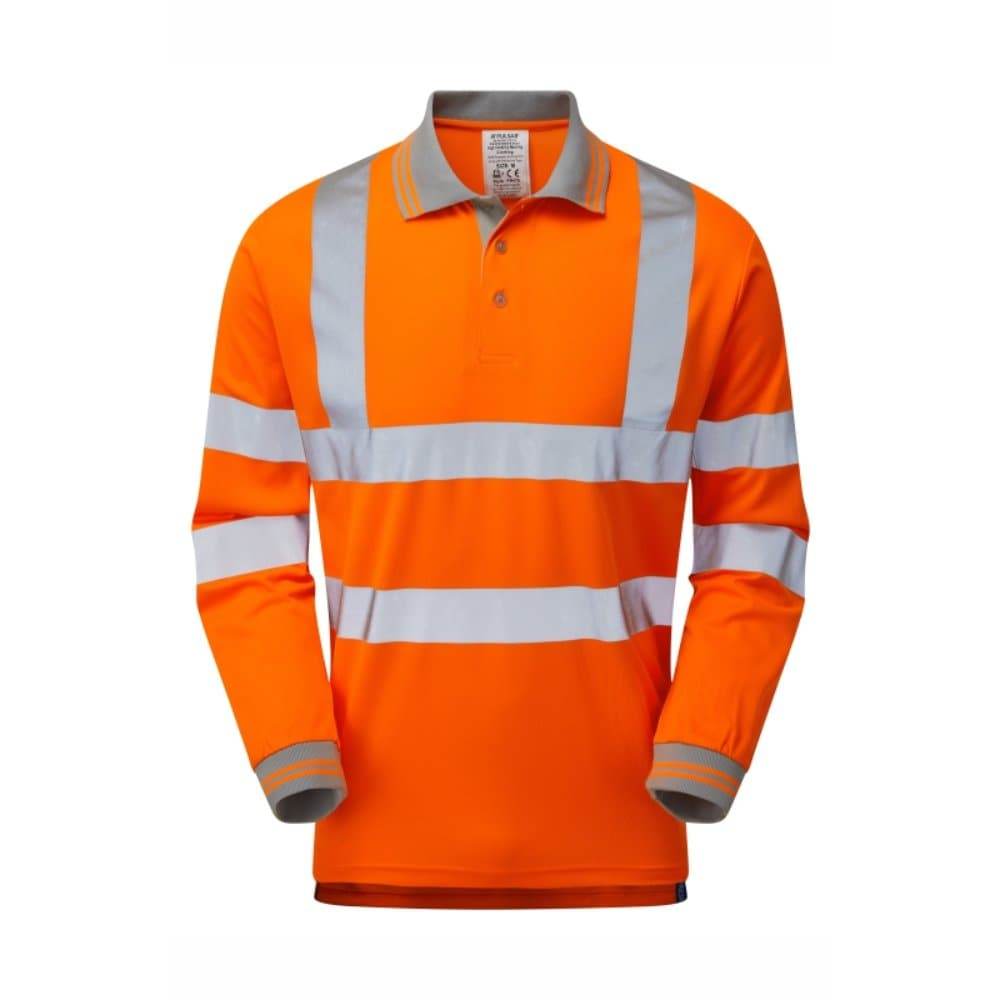 PULSAR PR470 Hi-Vis Orange Long Sleeve Polo Shirt