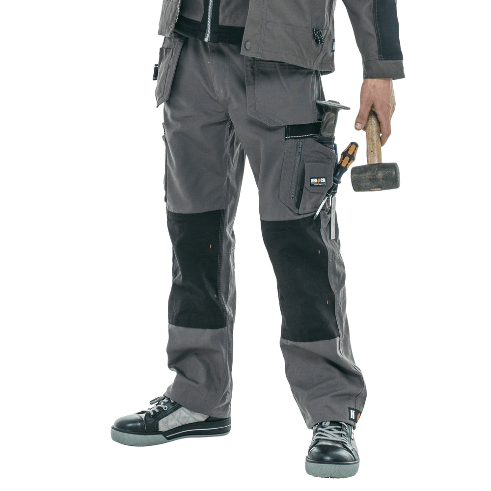 Herock Hercules Water-Repellent Kneepad Holster Pocket Trousers Grey / Black / 36" Waist/ 33" Leg