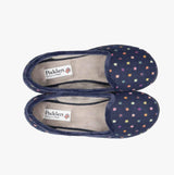 Padders ALBERTINE Womens Ballerina Slippers Navy Woven Spot