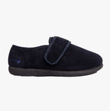Padders OLIVER Mens Super Wide Touch Fasten Full Slippers Navy