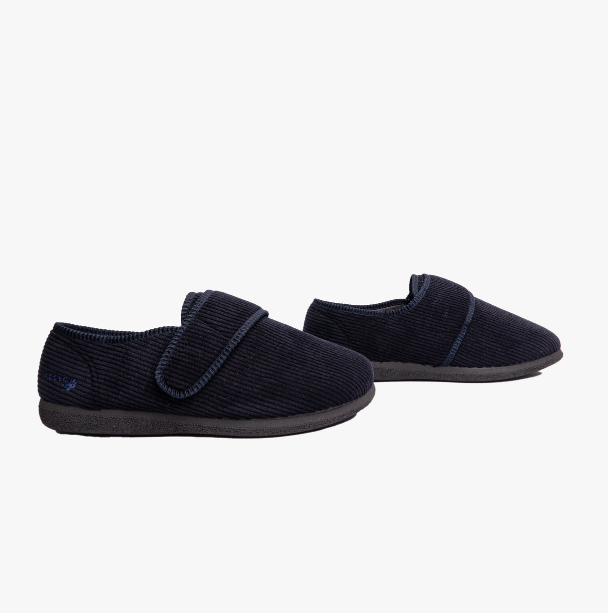Padders OLIVER Mens Super Wide Touch Fasten Full Slippers Navy