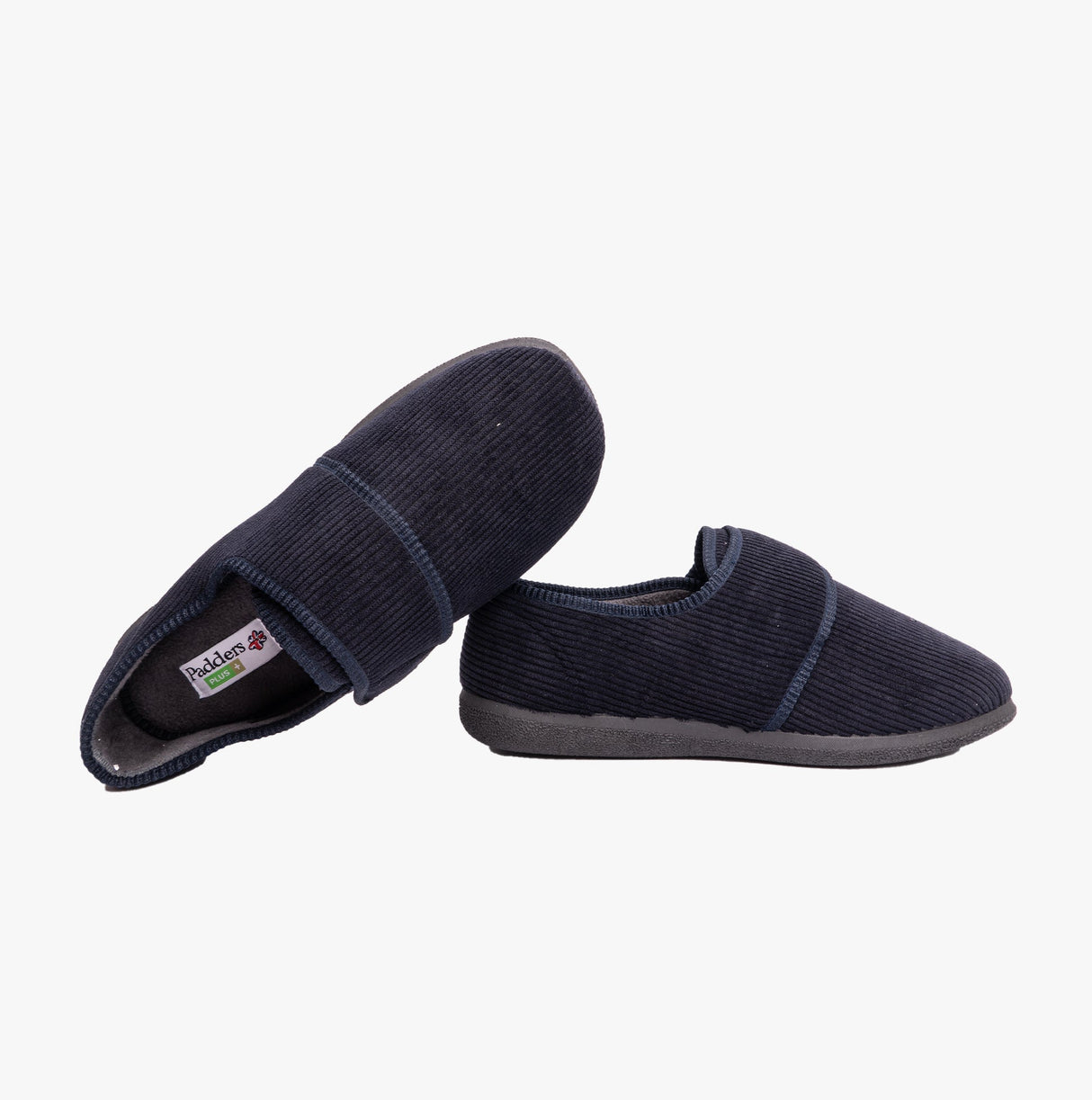Padders OLIVER Mens Super Wide Touch Fasten Full Slippers Navy