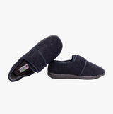 Padders OLIVER Mens Super Wide Touch Fasten Full Slippers Navy