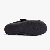 Padders OLIVER Mens Super Wide Touch Fasten Full Slippers Black