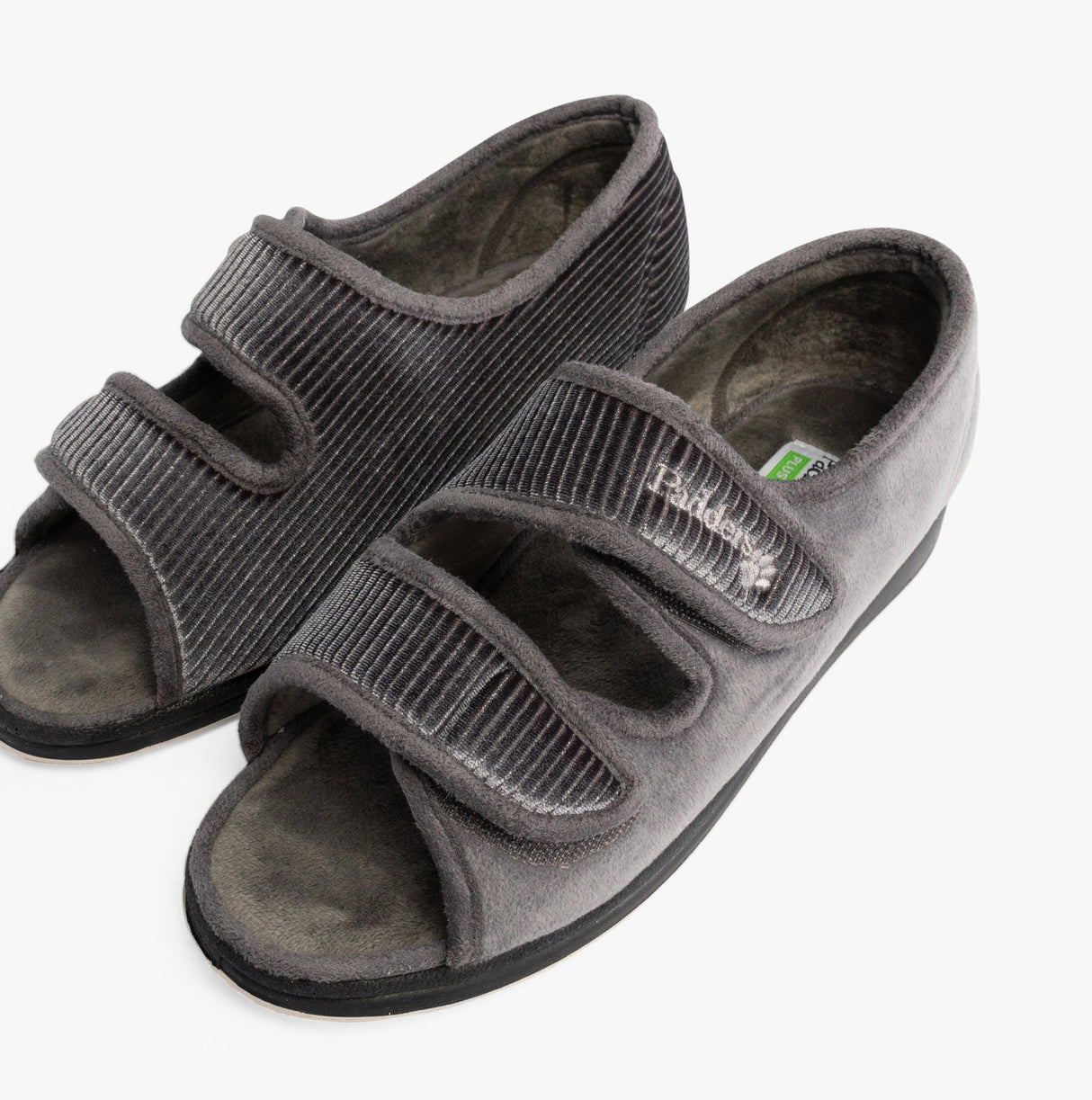 Padders LYDIA X Womens (6E Fit) Touch Fasten Slippers Grey