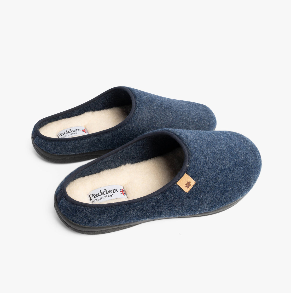 Padders FELIX Mens Mule Slippers Blue Felt