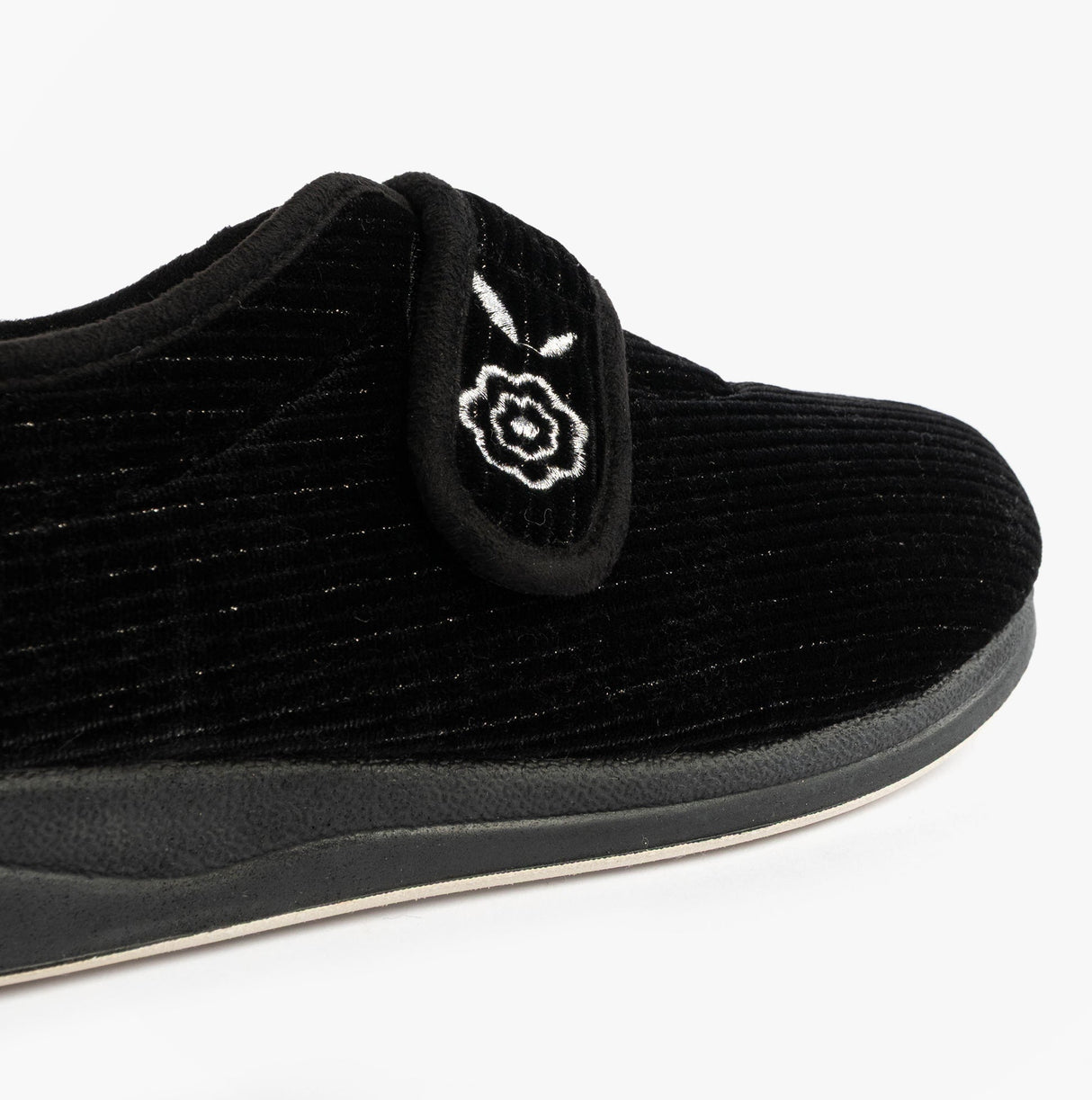 Padders CAMILLA Womens (2E Fit) Touch Fasten Slippers Black