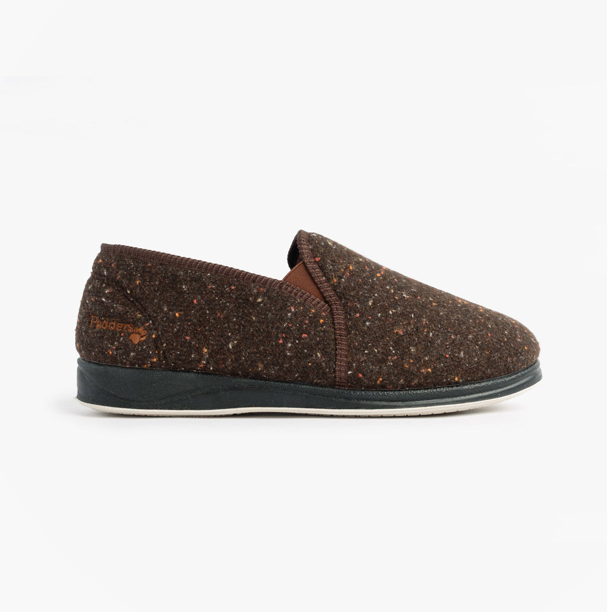 Padders ALBERT Mens (G Fit) Full Slipper Slippers Brown Tweed