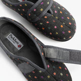 Padders CAMILLA Womens (2E Fit) Touch Fasten Polka Dot Slippers Grey/Multi