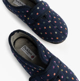 Padders CAMILLA Womens (2E Fit) Touch Fasten Polka Dot Slippers Navy/Multi