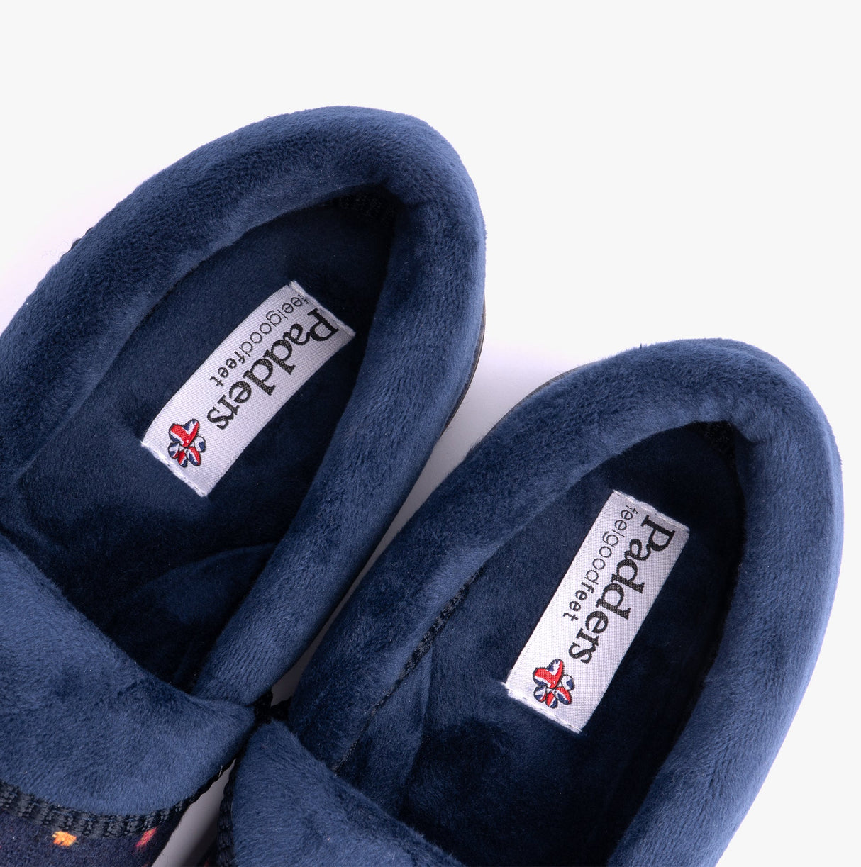 Padders MELLOW Womens (2E Fit) Full Slippers Navy Woven Spot