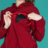 Breastfeeding Hoodie - warm fleece lined in burgundy