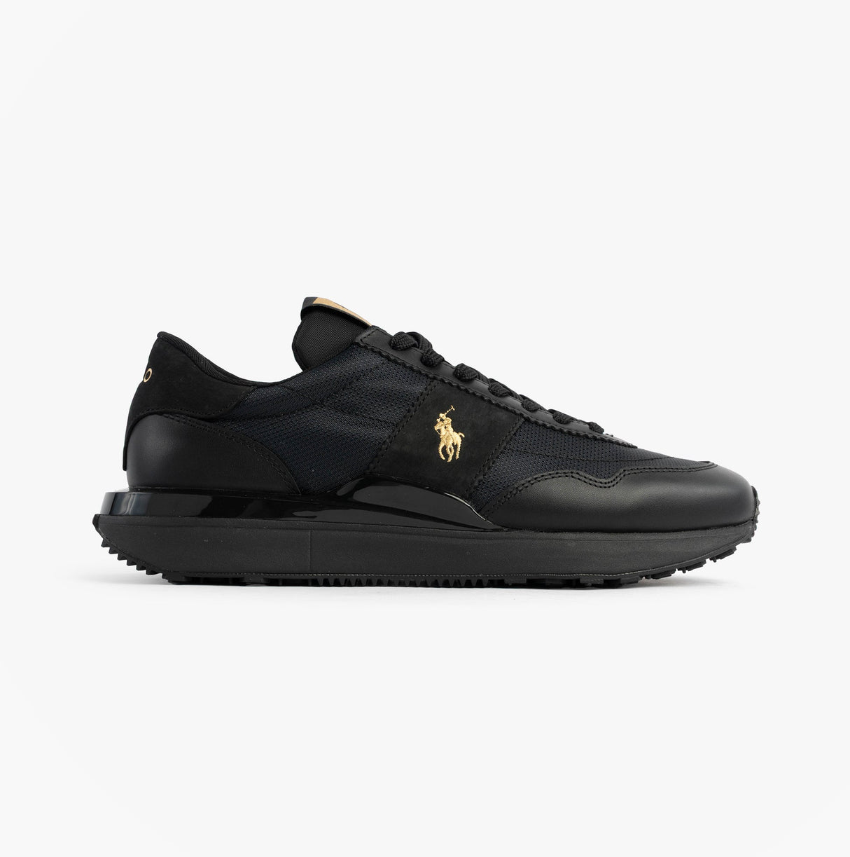 Polo Ralph Lauren Mens Train 89 V2 Lace Up Suede-Panelled Trainer Black