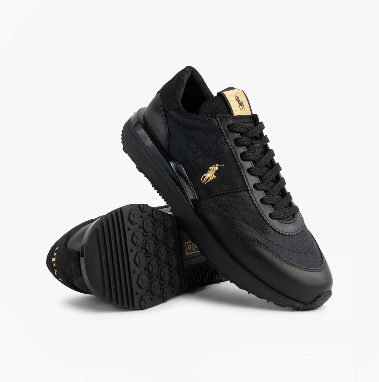 Polo Ralph Lauren Mens Train 89 V2 Lace Up Suede-Panelled Trainer Black