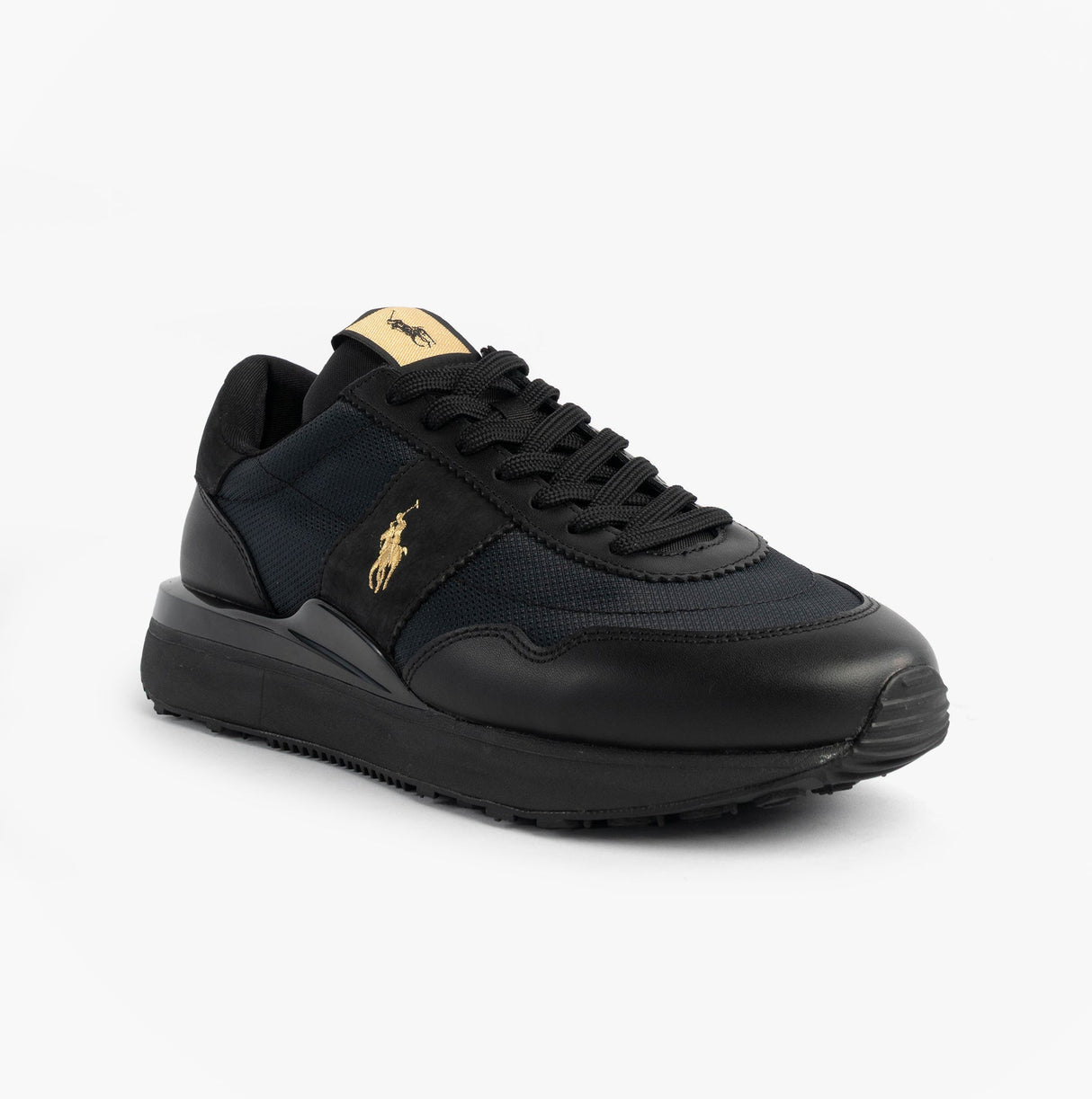 Polo Ralph Lauren Mens Train 89 V2 Lace Up Suede-Panelled Trainer Black