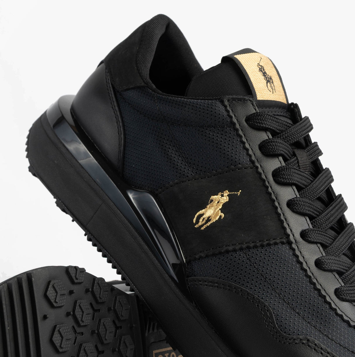 Polo Ralph Lauren Mens Train 89 V2 Lace Up Suede-Panelled Trainer Black