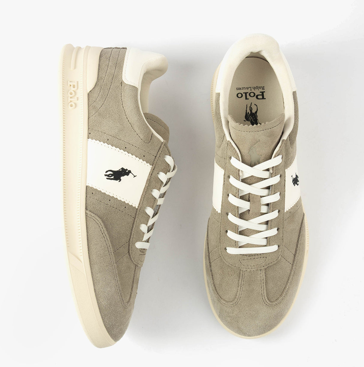 Polo Ralph Lauren HERITAGE AERA Mens Trainers Earth Grey/Deckwash White