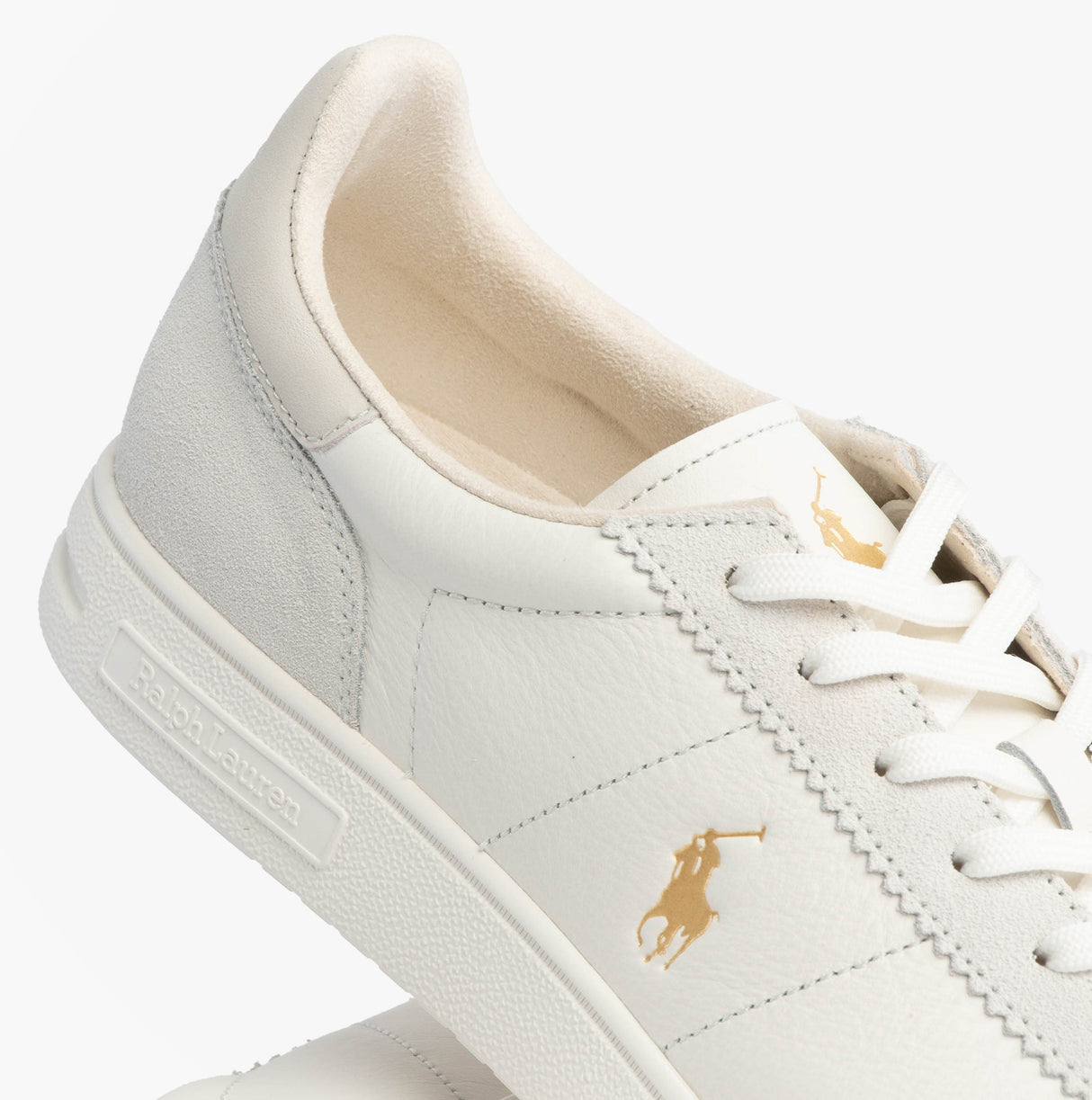 Polo Ralph Lauren Mens Bedford Lace Up Leather-Suede Trainer White