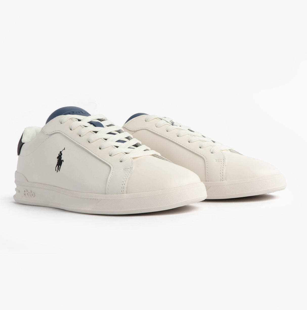 Polo Ralph Lauren Mens Heritage Court II Leather Trainer Off White/Blue