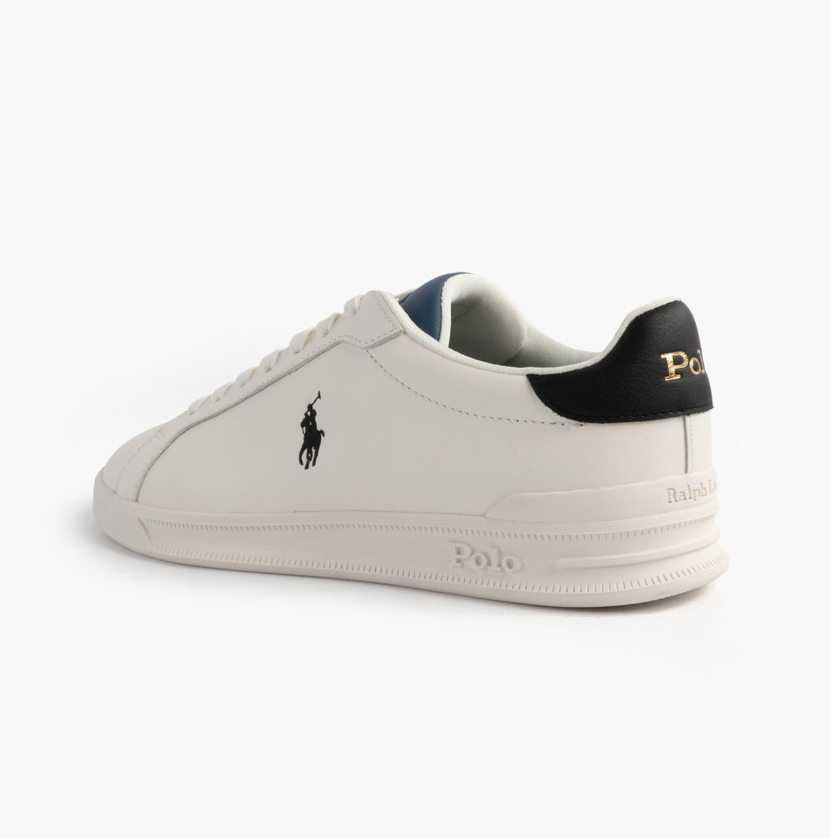 Polo Ralph Lauren Mens Heritage Court II Leather Trainer Off White/Blue