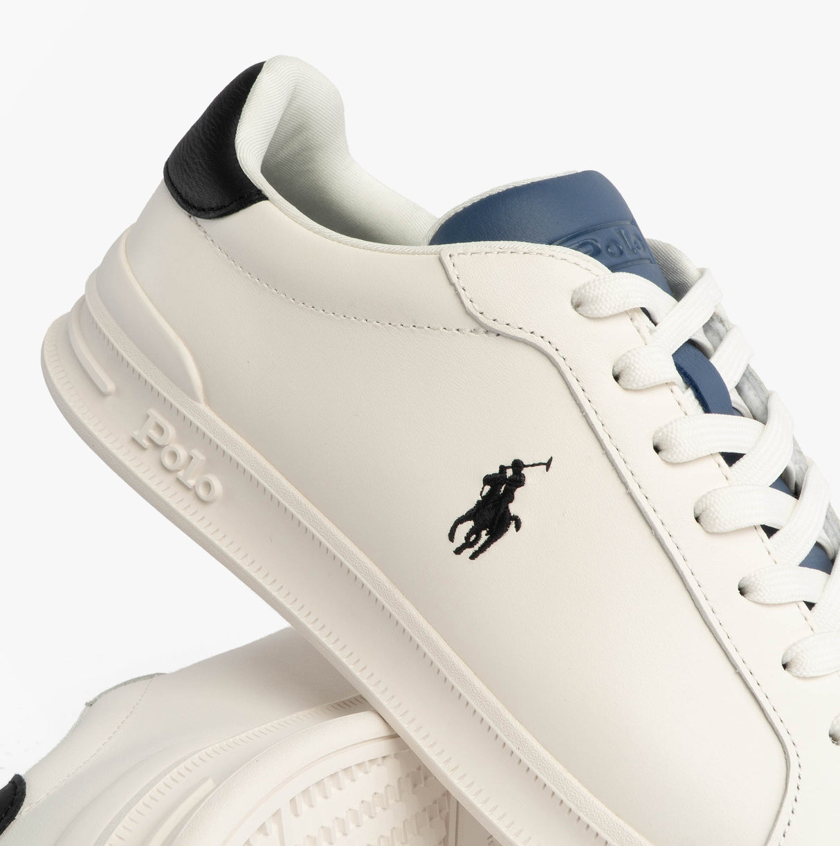 Polo Ralph Lauren Mens Heritage Court II Leather Trainer Off White/Blue
