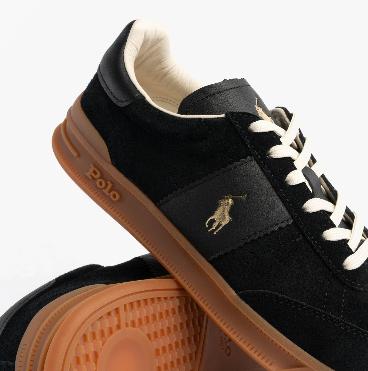 Polo Ralph Lauren Heritage Aera Mens Lace Up Suede Trainer Black