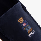 Polo Ralph Lauren BRENAN BEAR Mens Moccasin Slippers Navy Suede