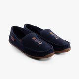 Polo Ralph Lauren BRENAN BEAR Mens Moccasin Slippers Navy Suede