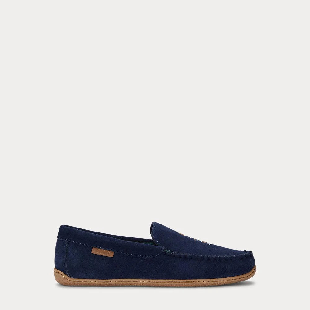 Polo Ralph Lauren BRENAN Mens Moccasin Slippers Navy Suede