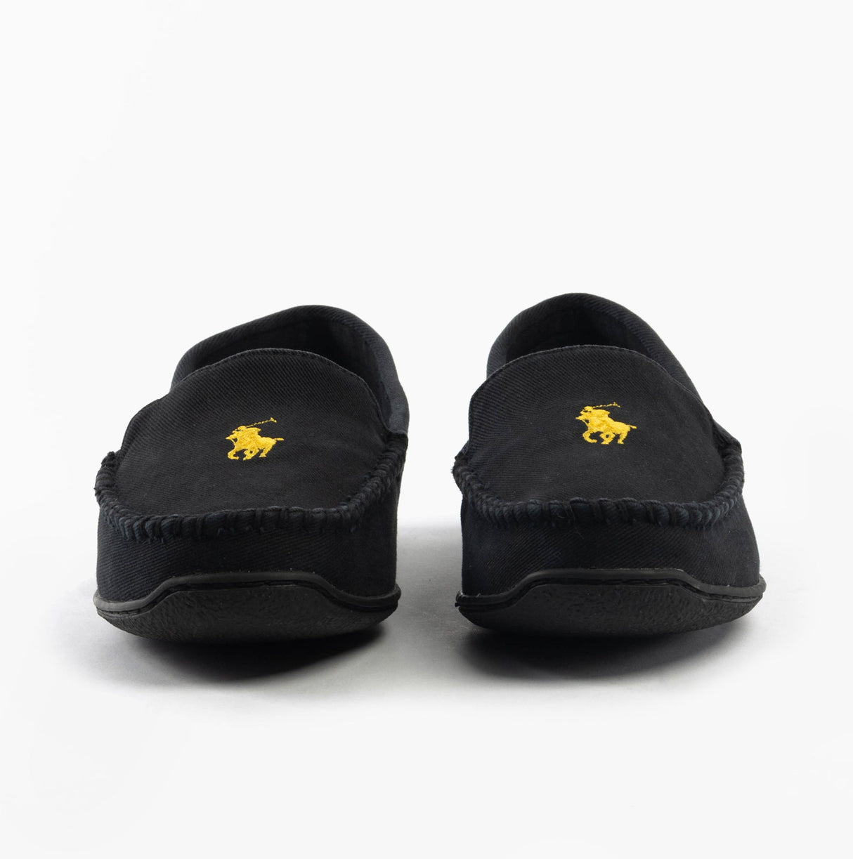 Polo Ralph Lauren BRENAN Mens Slippers Black Washed Twill/Gold