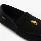 Polo Ralph Lauren BRENAN Mens Slippers Black Washed Twill/Gold