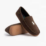 Polo Ralph Lauren BRENAN WOOL Mens Dress Shoe Slippers Brown/Cream