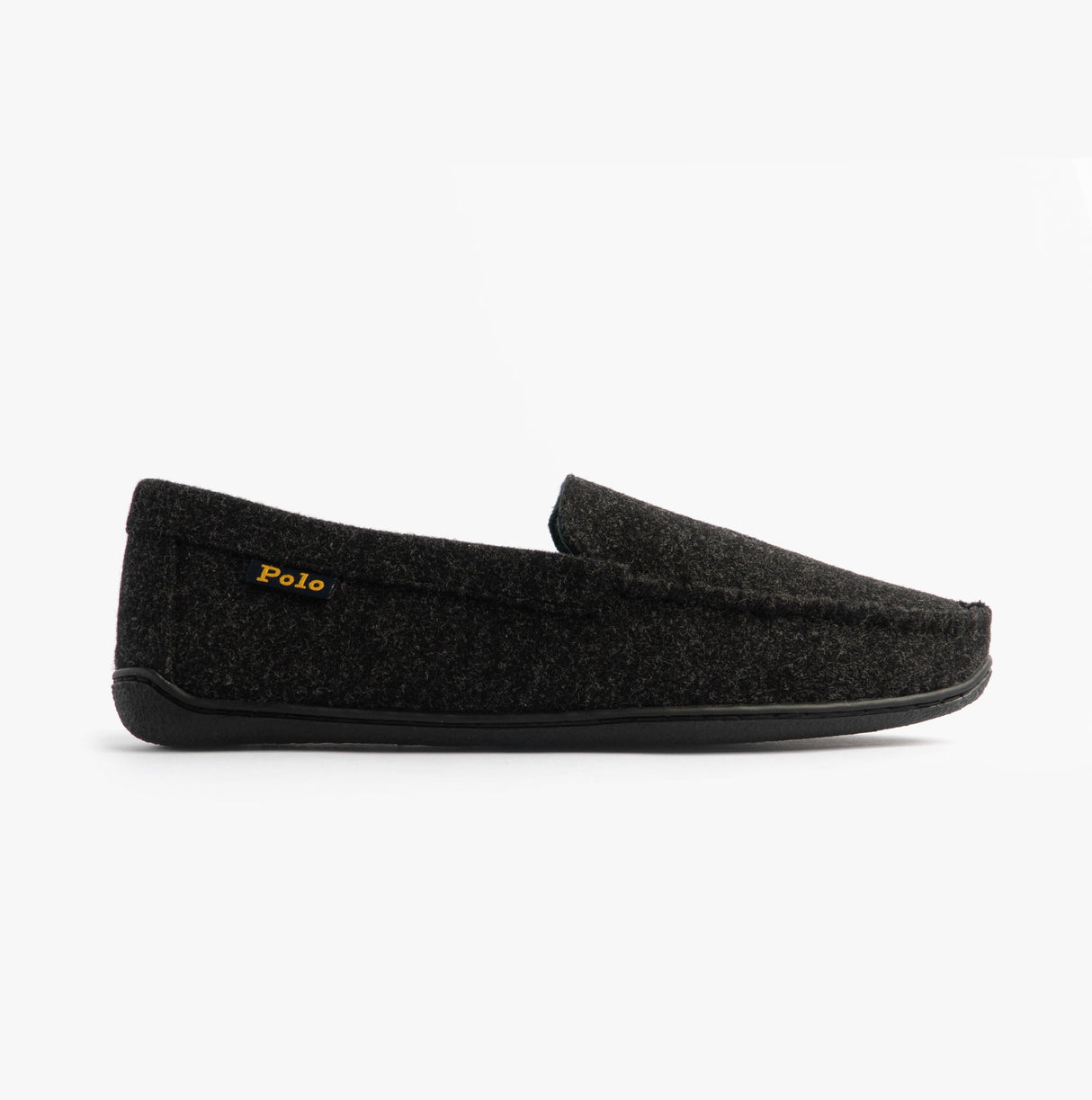 Polo Ralph Lauren BRENAN WOOL Mens Dress Shoe Slippers Black/Cream