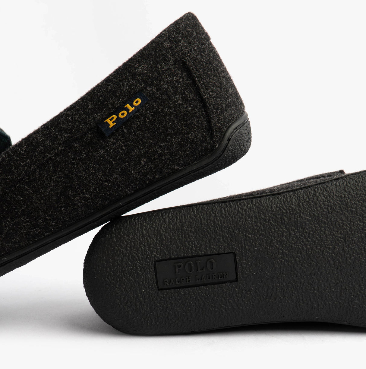 Polo Ralph Lauren BRENAN WOOL Mens Dress Shoe Slippers Black/Cream