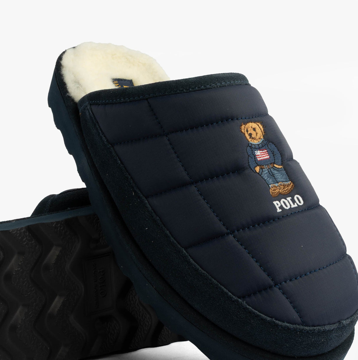 Polo Ralph Lauren READ BEAR Mens Mule Slippers Navy