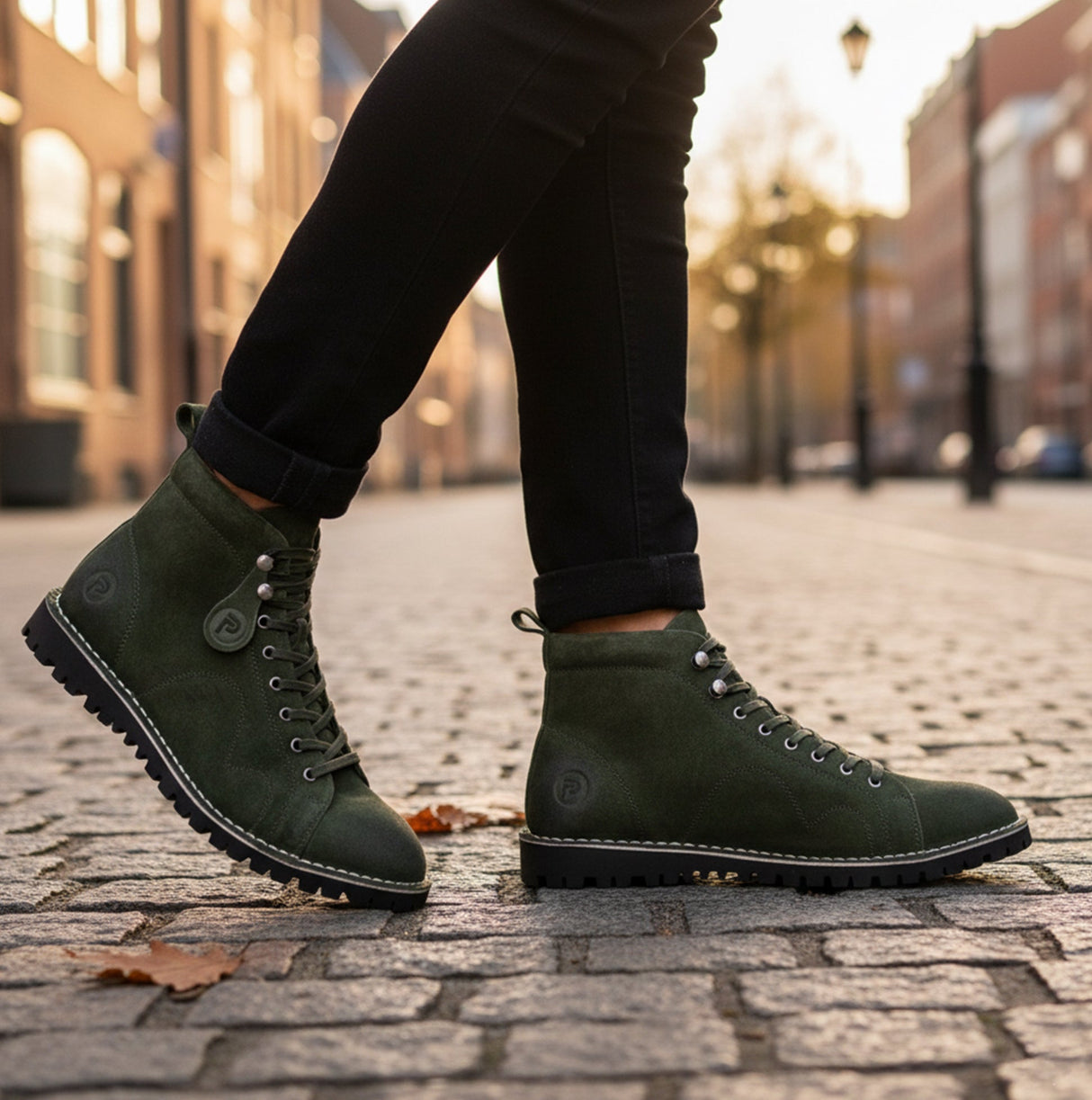 Popps 1961 MOD Mens Suede Monkey Boots Green