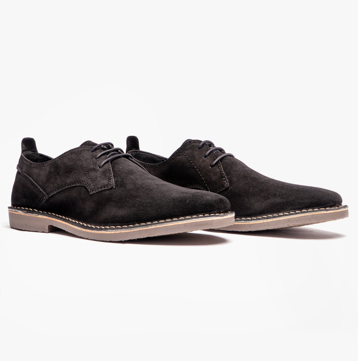 Popps JONAS Mens Suede Desert Shoes Black