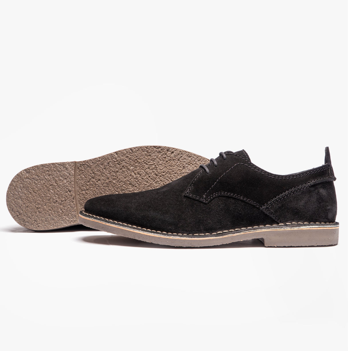 Popps JONAS Mens Suede Desert Shoes Black