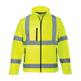 Portwest S428 Hi-Vis Softshell 3 in 1 Water Resistant Jacket Gilet Detachable Sleeves