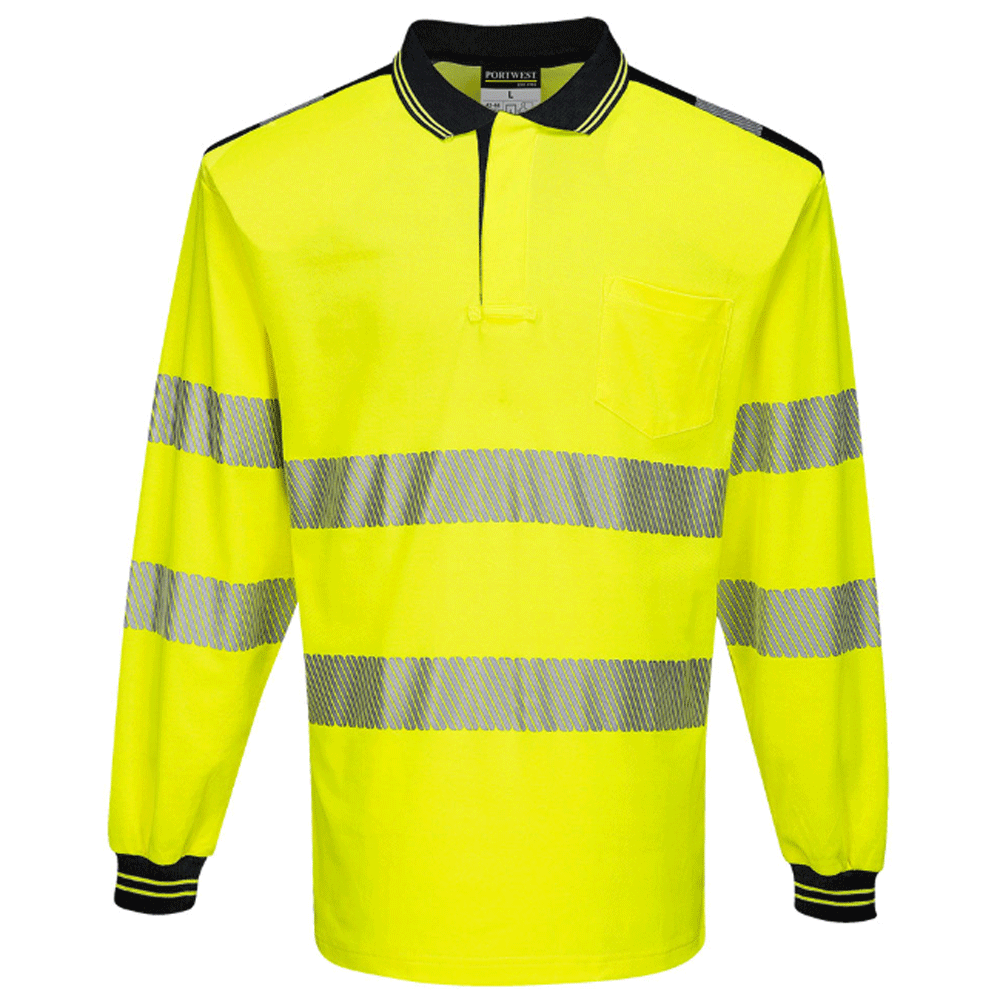 Portwest T184 PW3 Hi-Vis Long Sleeve Polo Shirt Various Colours