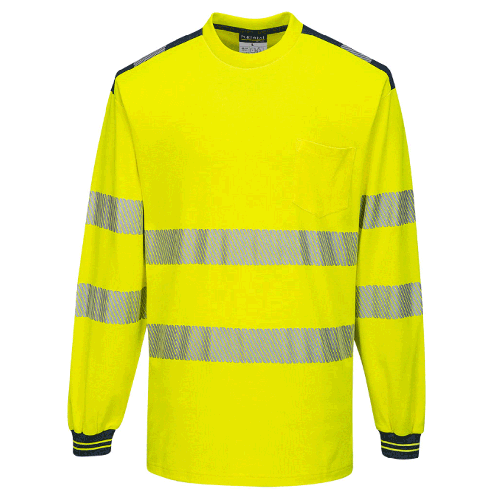 Portwest T185 PW3 Hi-Vis Long Sleeve Work T-Shirt Various Colours