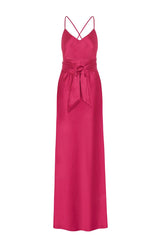 Brooklyn Dress in Hot Pink Satin