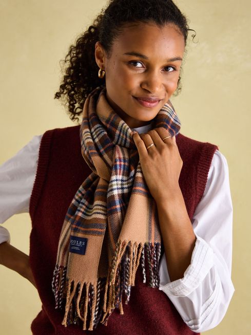 Joules LANGTREE Womens Scarf Rust Check