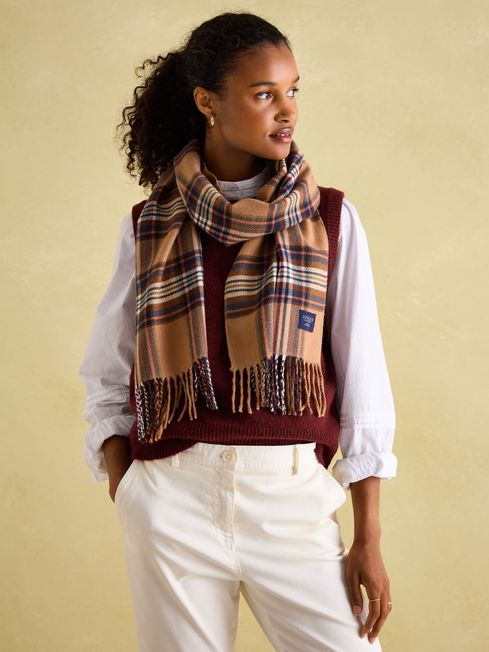 Joules LANGTREE Womens Scarf Rust Check