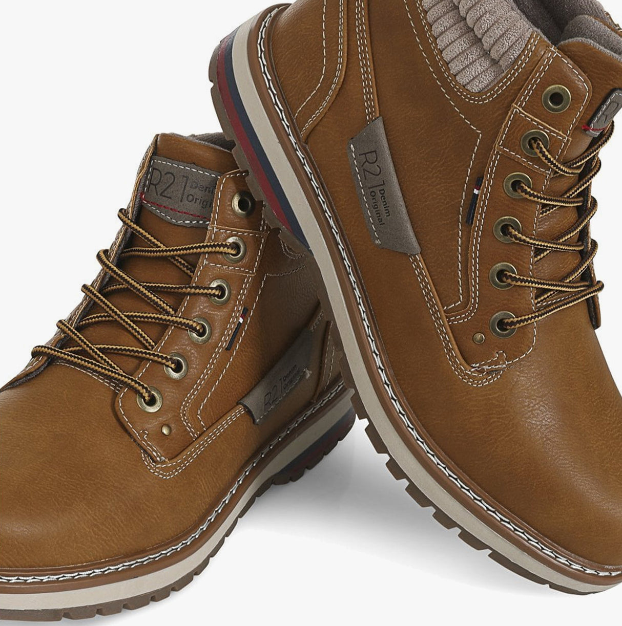 R21 Original KLINE Mens Lace Up Ankle Boots Honey